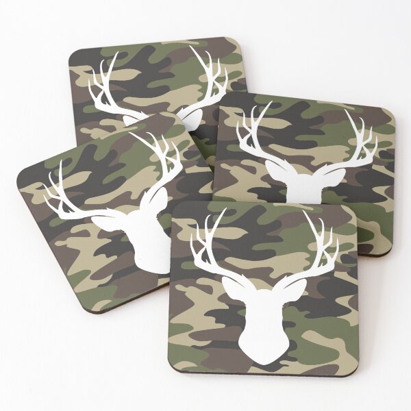 Artikelvorschau, Hirschkopf grün & braun Camo entworfen und verkauft von Stephanndesigns.