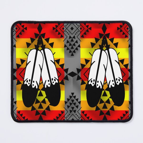 Item preview, Grey / Fire Color / Black Double Feather Native Print designed and sold by JMWCD.