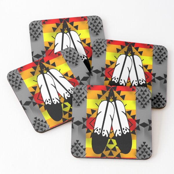 Item preview, Grey / Fire Color / Black Double Feather Native Print designed and sold by JMWCD.