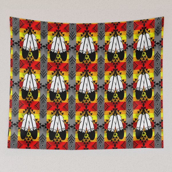 Item preview, Grey / Fire Color / Black Double Feather Native Print designed and sold by JMWCD.