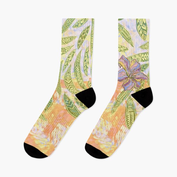 Artikelvorschau,  Vintage hawaiianisch - samoanische ozeangrün bemalte Stammesblätter entworfen und verkauft von sunnthreads.