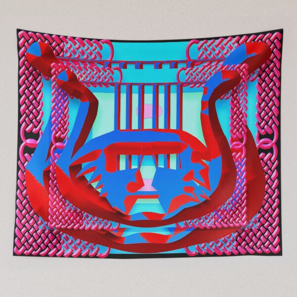 Item preview, TRADITIONAL MEDIEVAL TRIBAL MASK PAINTING WITH PATTERN AND HARP. designed and sold by Ralek.