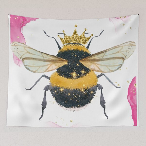 Item preview, Queen Bee Pink Watercolour | Gold Crown Glitter:  designed and sold by LifeAndWonder.