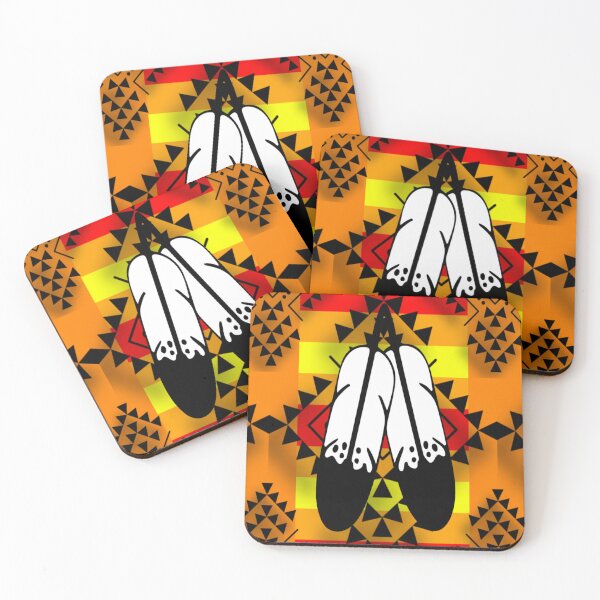 Item preview, Orange / Fire Color / Black Double Feather Native Print designed and sold by JMWCD.