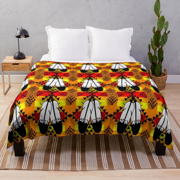 Item preview, Orange / Fire Color / Black Double Feather Native Print designed and sold by JMWCD.