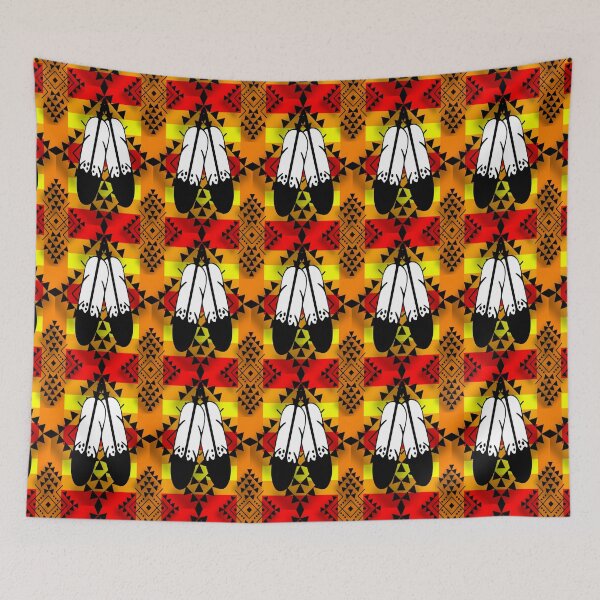 Item preview, Orange / Fire Color / Black Double Feather Native Print designed and sold by JMWCD.