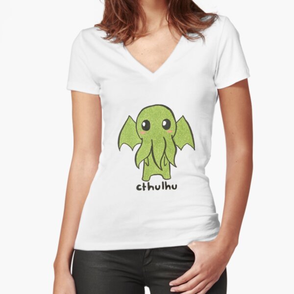Lovecraft CTHULHU chibi cute Geek Gift for him Fitted V-Neck T-Shirt