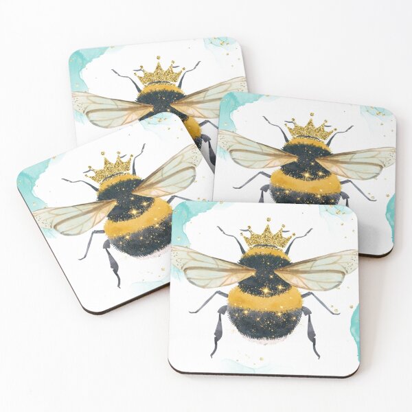 Item preview, Queen Bee Blue Watercolour | Gold Crown Glitter:  designed and sold by LifeAndWonder.