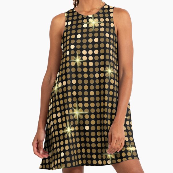 Golden Shining Disco Ball Pattern For Disco Lovers And Disco Music Lovers - Disco Ball Pattern Disco Music A-Line Dress Golden Shining Disco Ball Pattern For Disco Lovers And Disco Music Lovers - Disco Ball Pattern Disco Music A-Line Dress