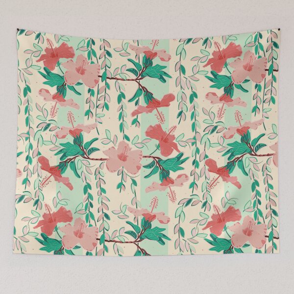 Item preview, Floral Hibiscus and hanging vines pattern with an ornamental feel designed and sold by FlamesandFrost.