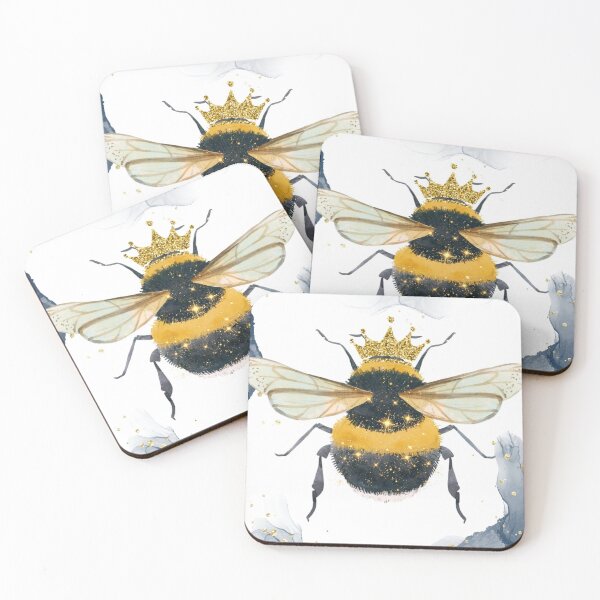 Item preview, Queen Bee Navy Blue Watercolour | Gold Crown Glitter:  designed and sold by LifeAndWonder.