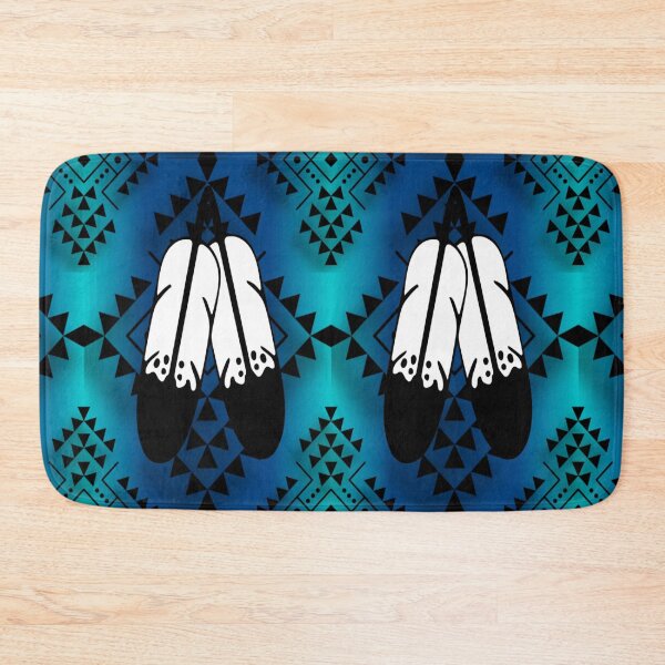 Item preview, Navy /  Bright Turquoise/ Gradient Double Feather Native Print designed and sold by JMWCD.