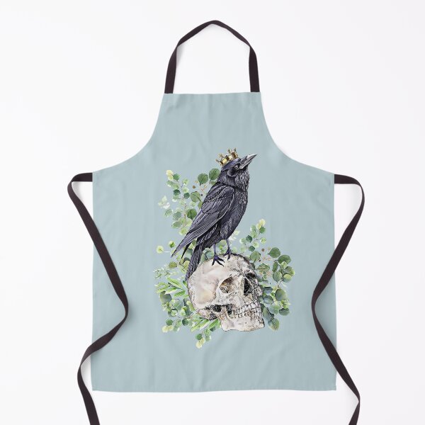 Item preview, Black raven with skull and crow, skeleton leaves eucaliptus leaves designed and sold by Collagedream.