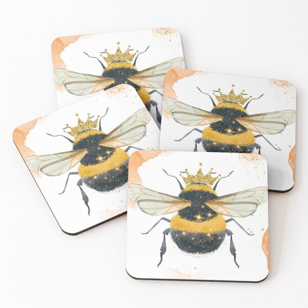 Item preview, Queen Bee Orange/Peach Watercolour | Gold Crown Glitter:  designed and sold by LifeAndWonder.