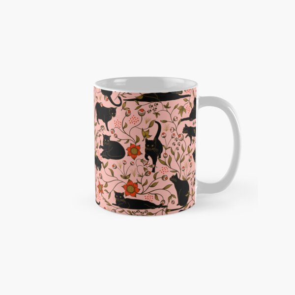 Item preview, Cats In The Garden - Floral Cats + Flowers - Black Cats on Pink designed and sold by Carrie Cantwell Art.
