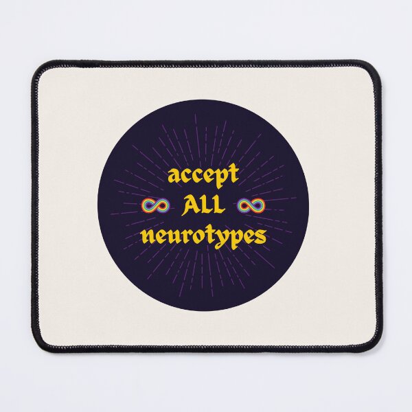 Item preview, Accept All Neurotypes | Dark Background with Rainbow Infinities designed and sold by seraphmars.