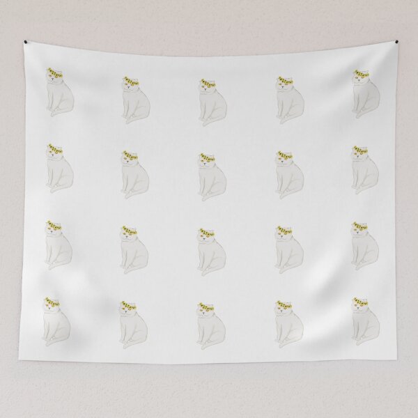 Item preview, White cat and sunflowers designed and sold by KateQR.
