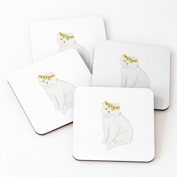 Item preview, White cat and sunflowers designed and sold by KateQR.