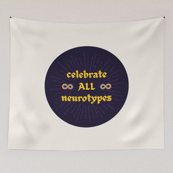 Item preview, Celebrate All Neurotypes | Dark Background with Rainbow Infinities designed and sold by seraphmars.