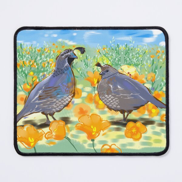 Item preview, California quail, poppies and sagebrush designed and sold by Mary Jane Lange.