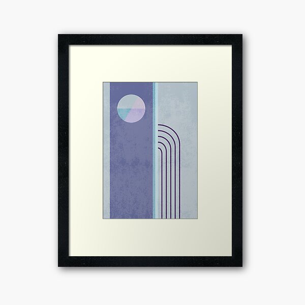 Geometric Circle and Lines | Blue Purple Framed Art Print
