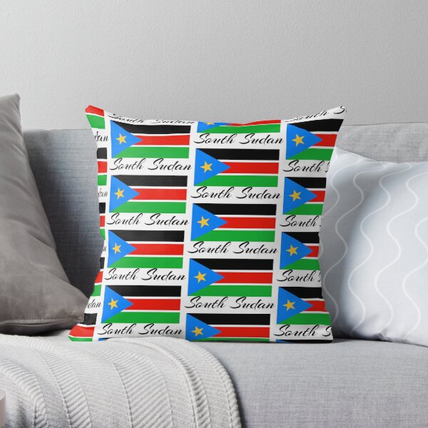  South Sudan Flag With Name Throw Pillow