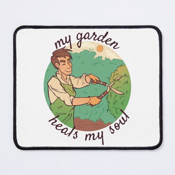 Item preview, Man cuts hedge - My garden heals my soul designed and sold by Rob-Son.