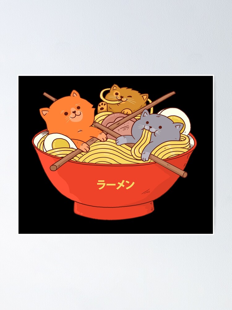 Ramen and Cats Kawaii Anime Cat Shirt Japanese Poster for Sale by ppmid Redbubble