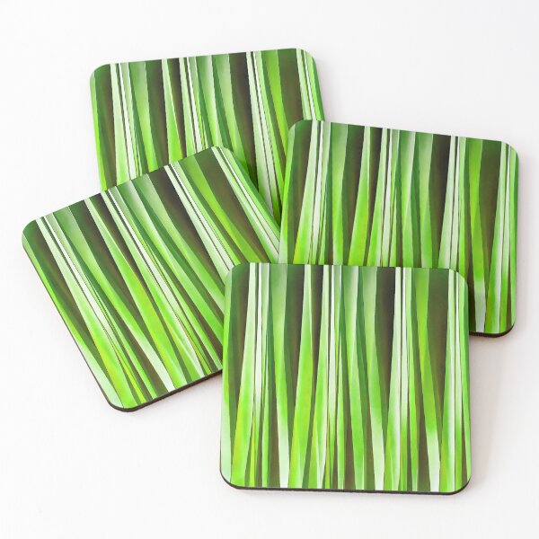 Item preview, Uneven Artistic Vertical Stripes Mid Green Hues designed and sold by taiche.