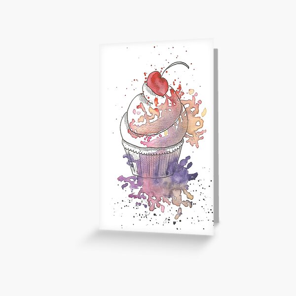 Cupcake - watercolor Greeting Card