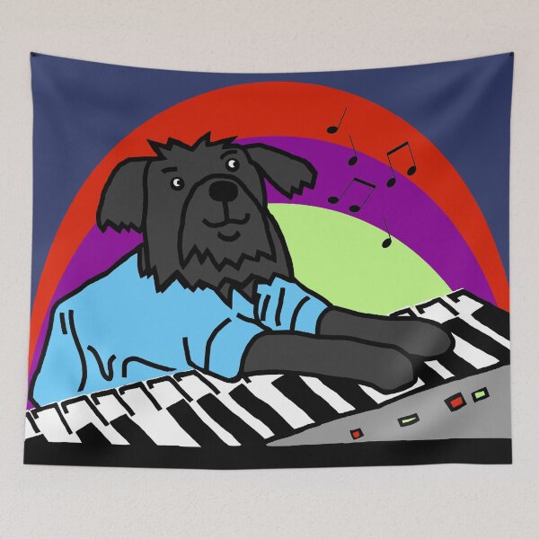 Item preview, Funny Dog Makes Music with Piano Keyboards  designed and sold by ellenhenry.