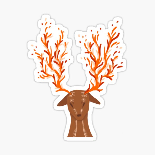 Deer with fire antlers Sticker