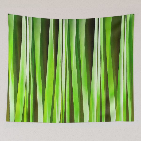 Item preview, Uneven Artistic Vertical Stripes Mid Green Hues designed and sold by taiche.