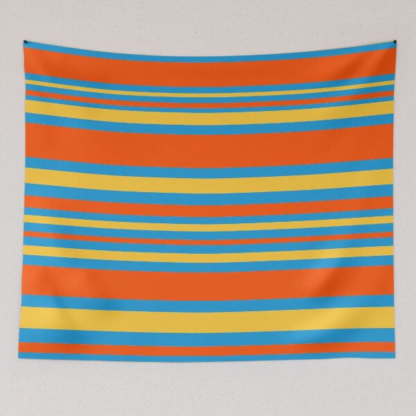 Item preview, Retro Modern Horizontal Stripe Pattern Orange Blue Yellow designed and sold by kierkegaard.