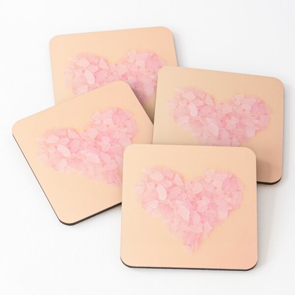 Item preview, Light Pink Sea Glass in Heart Shape on Soft Pale Dusty Pink Background designed and sold by Beachy.