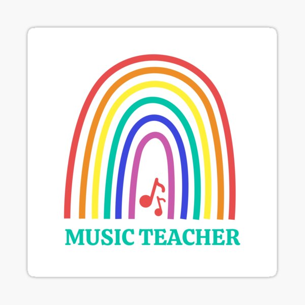 music-teacher-the-best-teacher-turquoise-rainbow-design-sticker-for