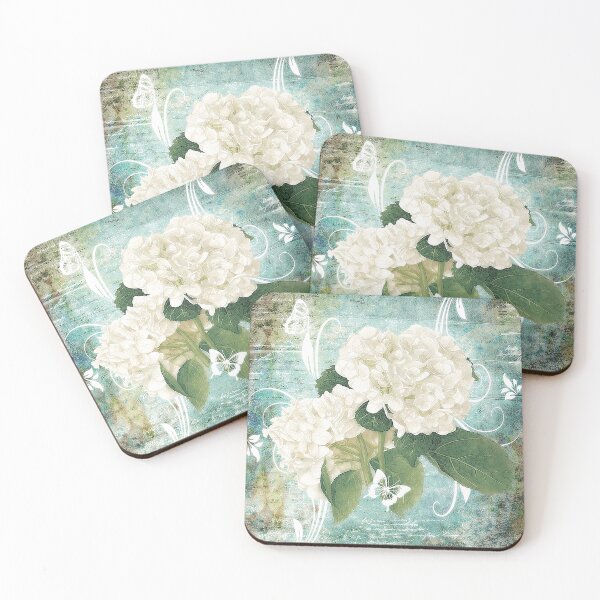 Item preview, White hydrangea on blue designed and sold by ibelieveimages.