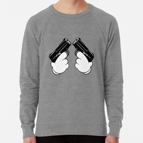 Mickey Mouse Hands Shooting Two Guns Lightweight Sweatshirt for Sale by MyNameIsVZalaya Redbubble
