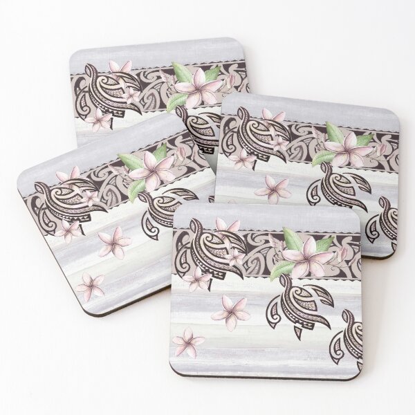 Item preview, Hawaiian Tapa Border: Plumeria and  Honu designed and sold by J Marielle Designs.