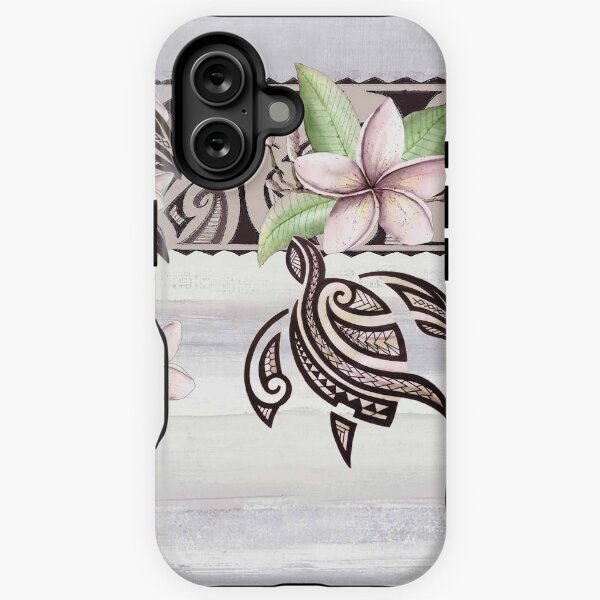 Aperçu de l'œuvre Frontière hawaïenne de Tapa : Plumeria et Honu créée et vendue par J Marielle Designs.