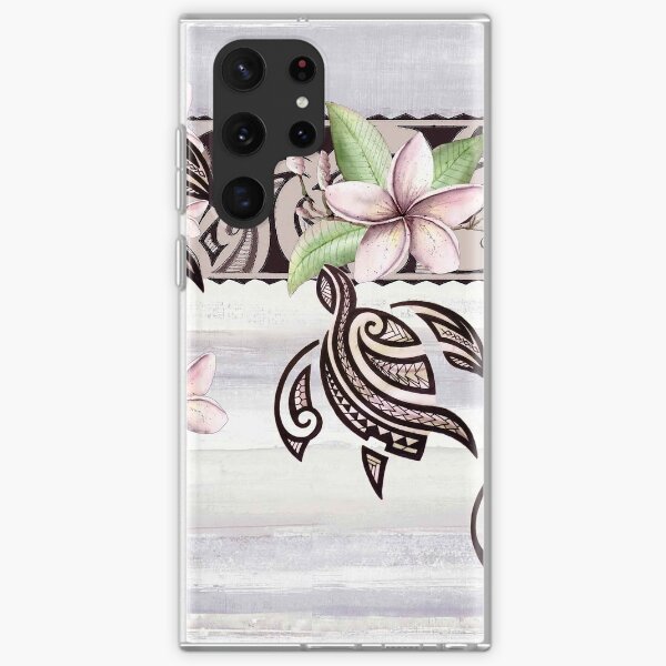 Aperçu de l'œuvre Frontière hawaïenne de Tapa : Plumeria et Honu créée et vendue par J Marielle Designs.