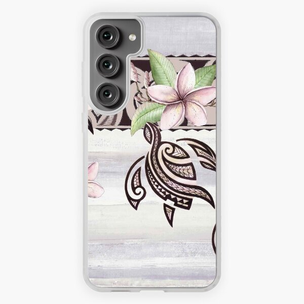 Aperçu de l'œuvre Frontière hawaïenne de Tapa : Plumeria et Honu créée et vendue par J Marielle Designs.