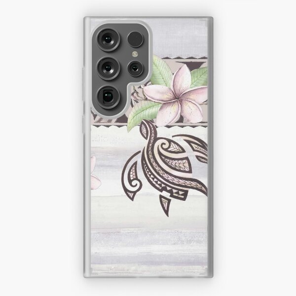 Aperçu de l'œuvre Frontière hawaïenne de Tapa : Plumeria et Honu créée et vendue par J Marielle Designs.