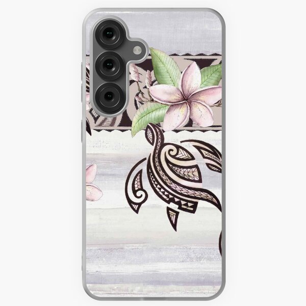 Vista previa del artículo con la obra «Frontera de tapas hawaianas: Plumeria y Honu», diseñado y vendido por J Marielle Designs.