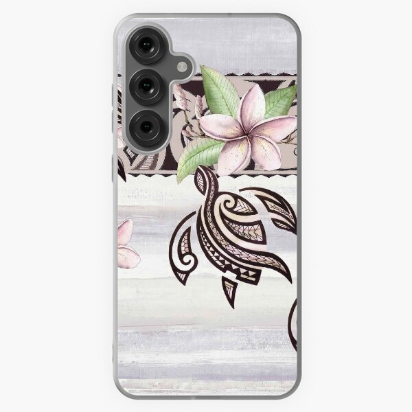 Aperçu de l'œuvre Frontière hawaïenne de Tapa : Plumeria et Honu créée et vendue par J Marielle Designs.