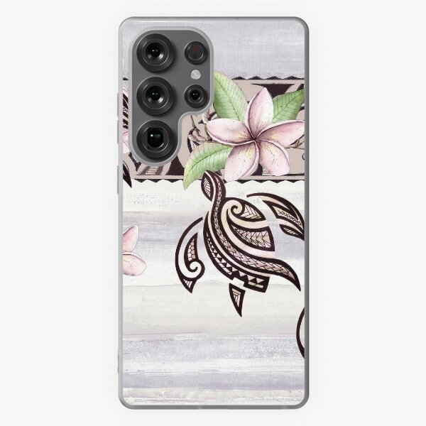 Aperçu de l'œuvre Frontière hawaïenne de Tapa : Plumeria et Honu créée et vendue par J Marielle Designs.