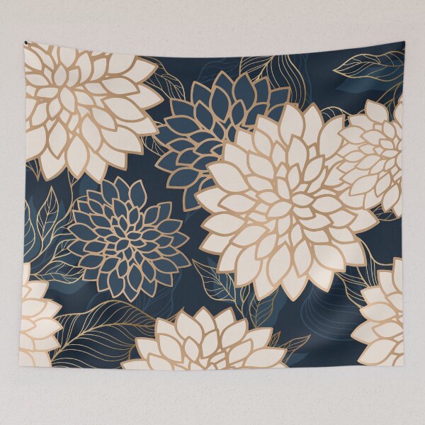 Artikelvorschau, Floral Aesthetic in Navy, Blue, Ivory and Gold entworfen und verkauft von meggydesigns.