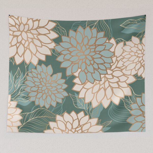 Artikelvorschau, Floral Aesthetic in Teal, Ivory and Gold entworfen und verkauft von meggydesigns.