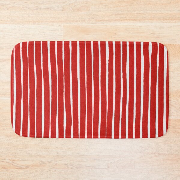 Item preview, Vertical red and white striped pattern - handcrafted red ink stripes designed and sold by patterncrow.