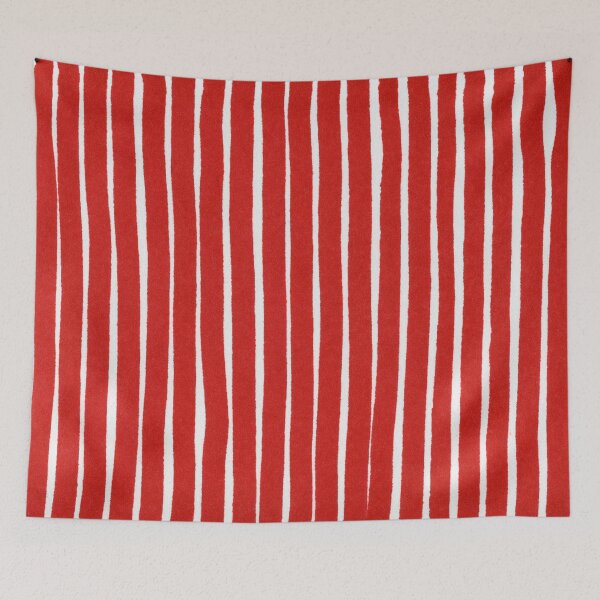 Item preview, Vertical red and white striped pattern - handcrafted red ink stripes designed and sold by patterncrow.